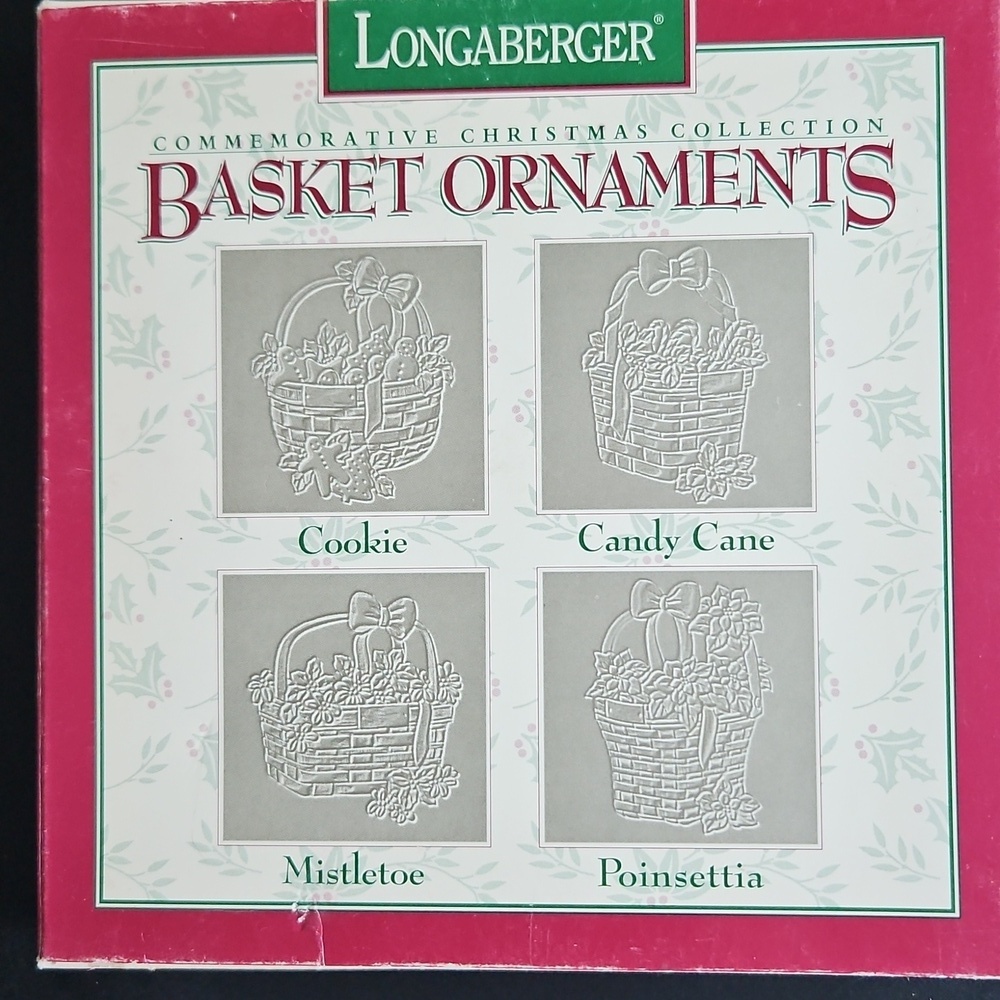 Longaberger Commemorative Pewter Basket Ornaments Set Of 4 1995 In Box EUC